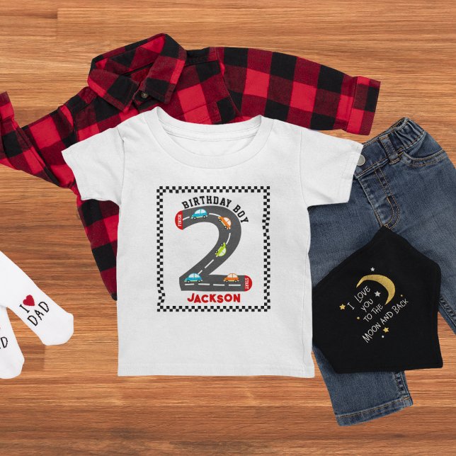 Race Cars Second Birthday Boy Baby T-Shirt (Creator Uploaded)