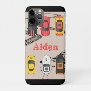 Race Cars with Tire Tread Marks Personalised      iPhone 11 Pro Case