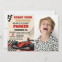 Race Day Birthday Invitation with photo