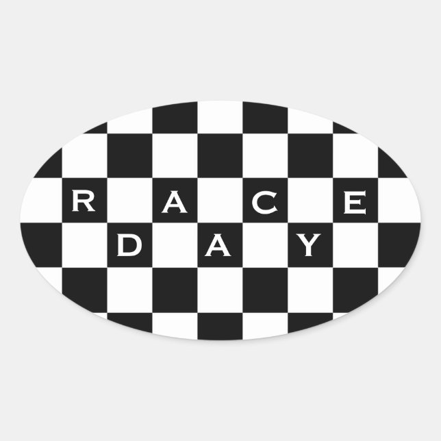 Race Day Chequered Flag Oval Sticker (Front)