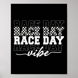 Race Day Vibes Checkered Coquette Bow Car Racing M Poster
