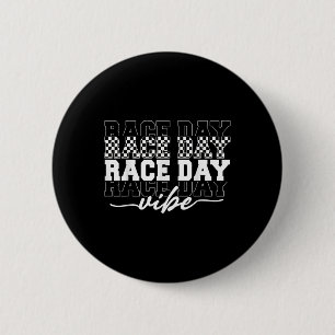 Race Day Vibes Chequered Coquette Bow Car Racing M 6 Cm Round Badge