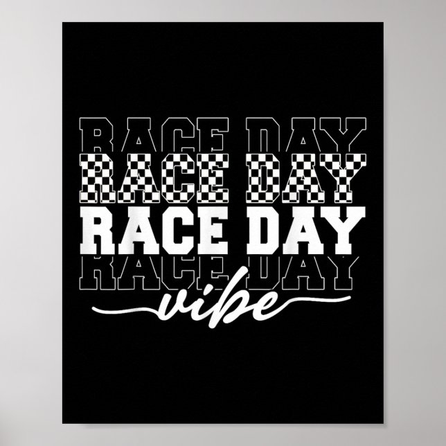 Race Day Vibes Chequered Coquette Bow Car Racing M Poster (Front)