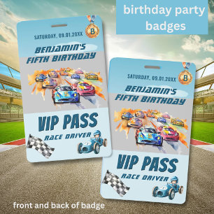 Race Driver Badge for 5th Birthday Boy ID Badge