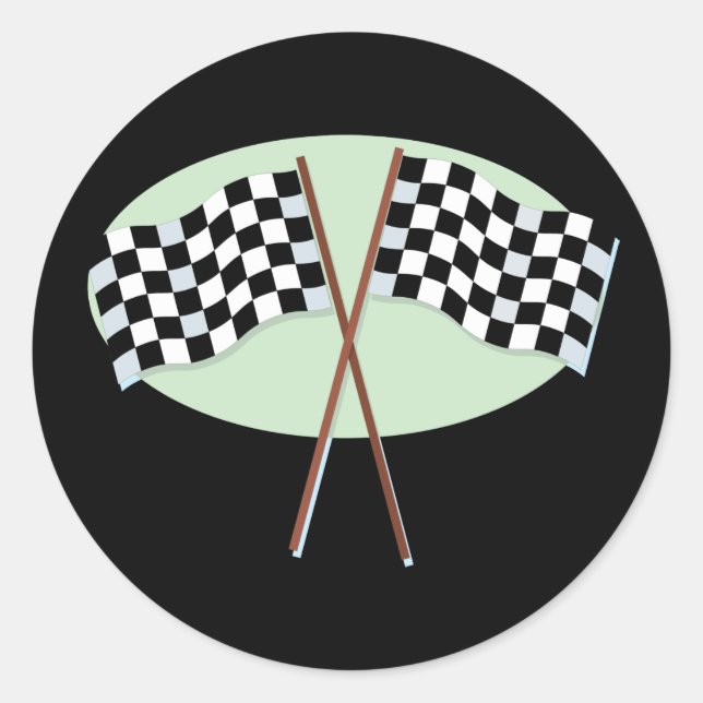 Race Flags Crossed Classic Round Sticker (Front)