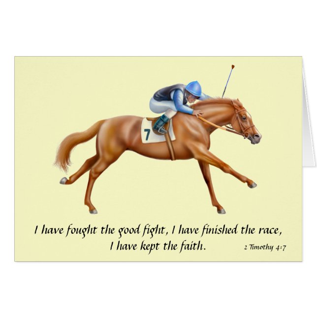 Race Horse 2 Timothy Bible Scripture Card (Front Horizontal)