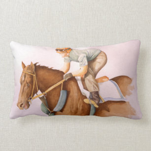 Race Horse and Jockey Lumbar Cushion
