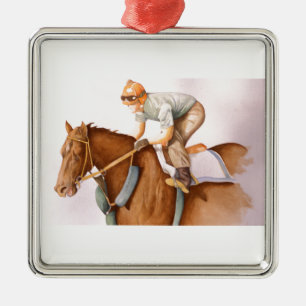 Race Horse and Jockey Metal Tree Decoration