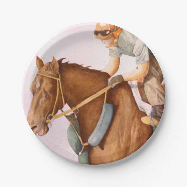 Race Horse and Jockey Paper Plate (Front)