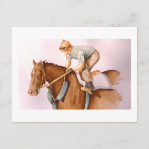 Race Horse and Jockey Postcard