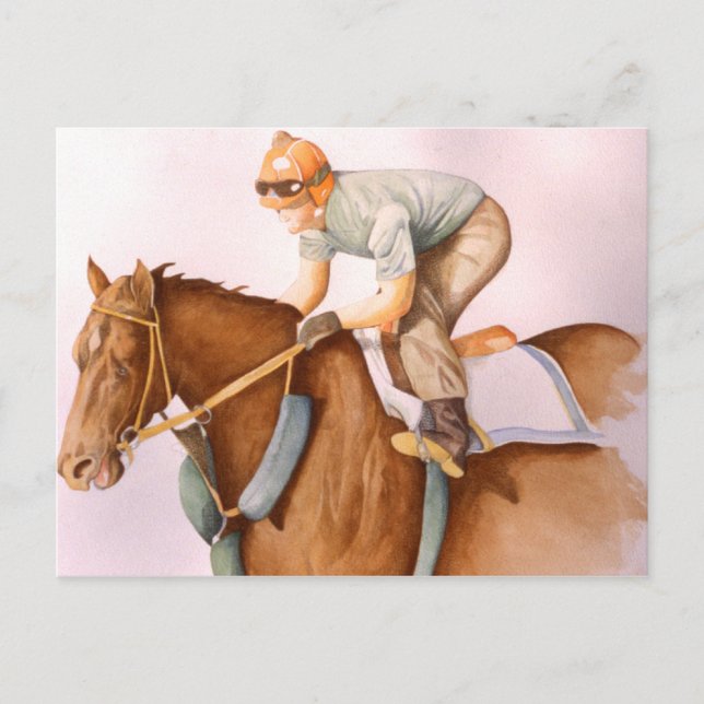 Race Horse and Jockey Postcard (Front)