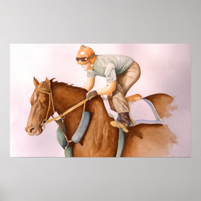 Race Horse and Jockey Poster (Front)