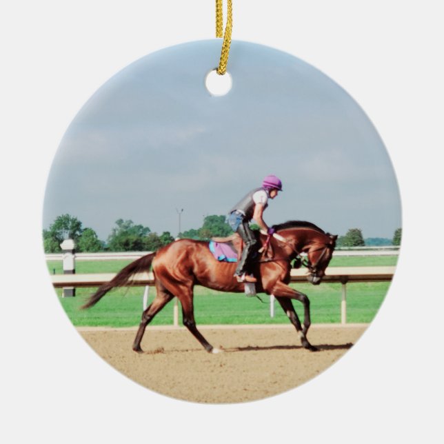 Race Horse Ceramic Ornament (Front)