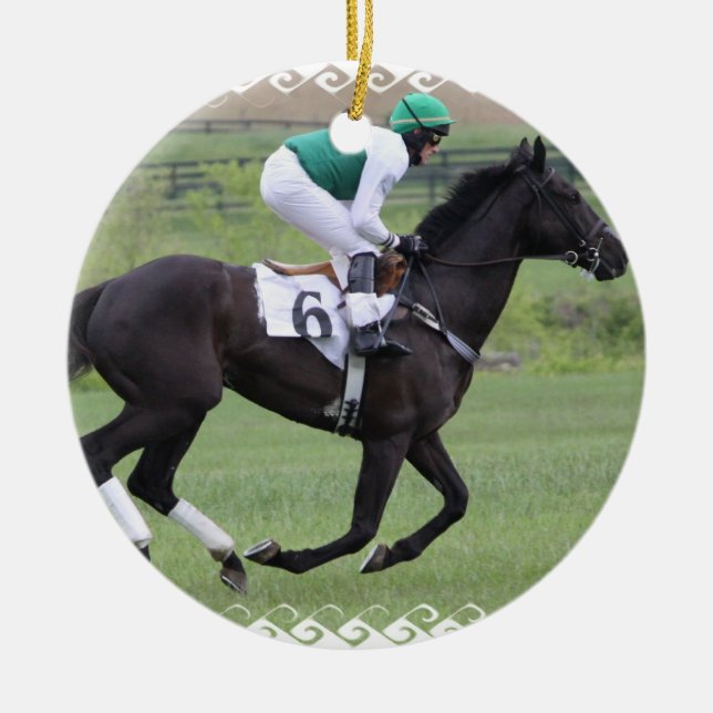 Race Horse Galloping  Ornament (Front)