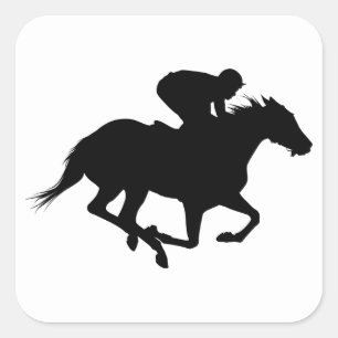 Race Horse Silhouette Square Sticker