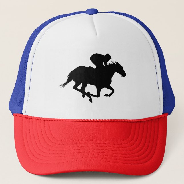 Race Horse Silhouette Trucker Hat (Front)