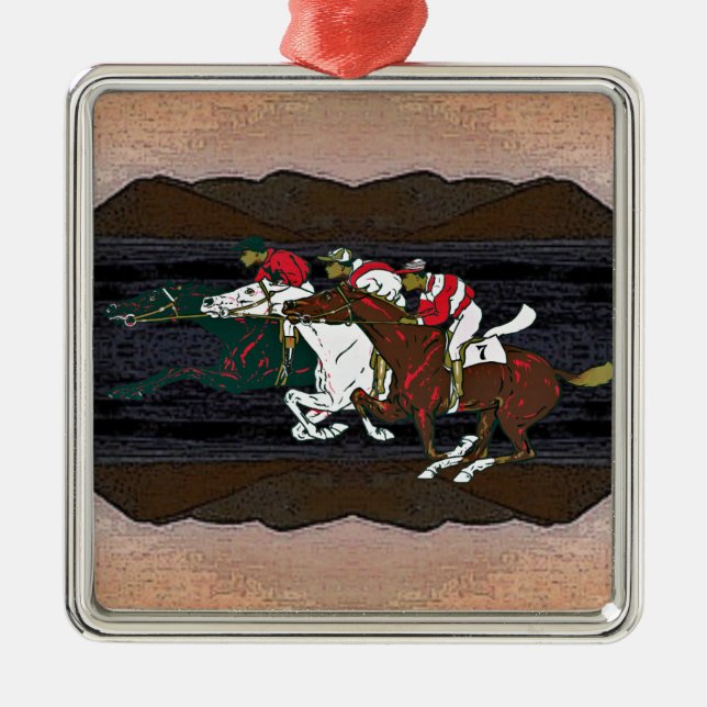 Race Horses Metal Ornament (Front)