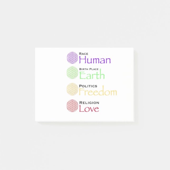 Race: Human Birthplace: Earth Politics: Freedom Re Post-it Notes (Front)