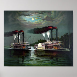 Race Of Steamers Robt. E. Lee and Natchez Poster
