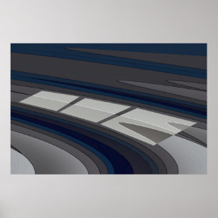 Race on blue grey track poster