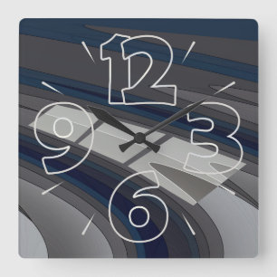 Race on blue grey track square wall clock