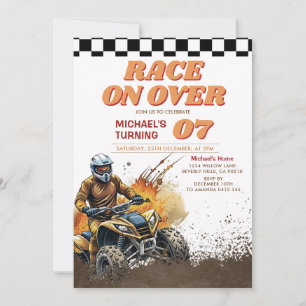 Race On Over Kid's Dirt ATV Supercross Birthday Invitation