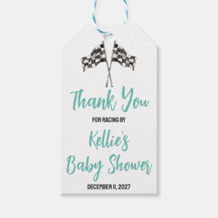 Race on Over, Racing Themed Baby Shower Gift Tags