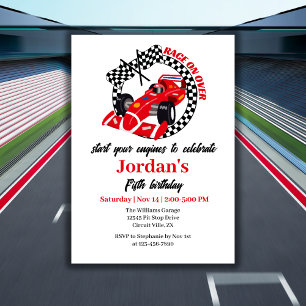 Race On Over Red Race Car Any Age Birthday Invitation