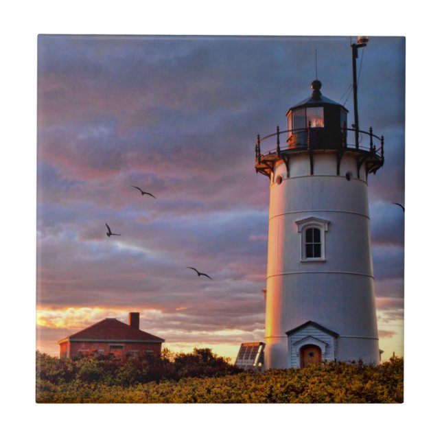 Race Point Lighthouse Ceramic Tile (Front)