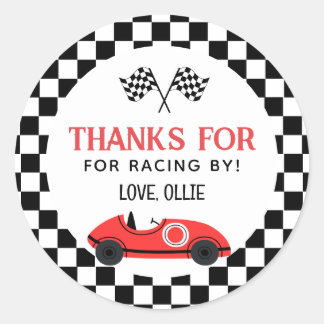 Race Red  Car Thank you For Racin By  Classic Round Sticker