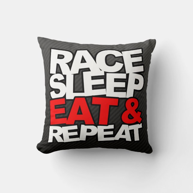 Race Sleep Eat & Repeat Cushion (Front)