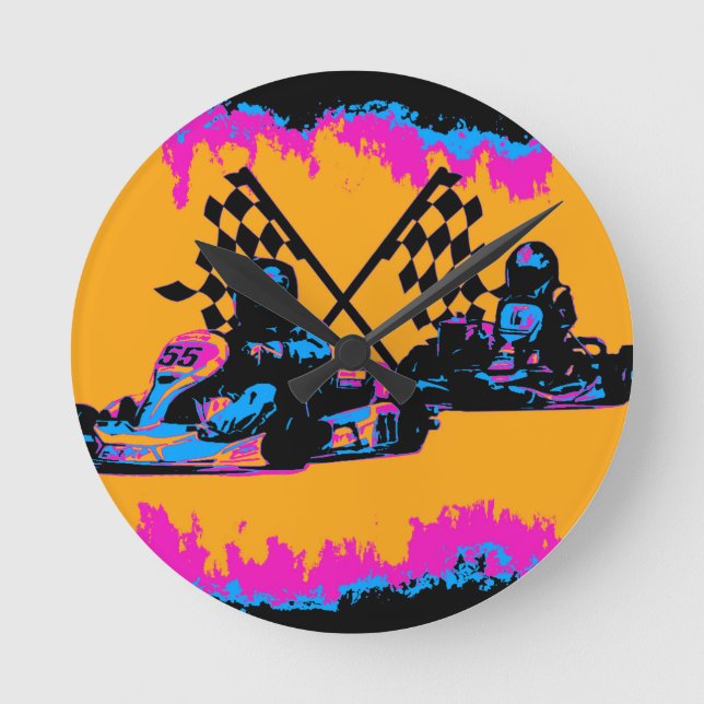 Race to the Finish - Go Kart Racers     Round Clock (Front)