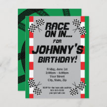 Race Track Birthday Invitation, Tire Tracks Racing