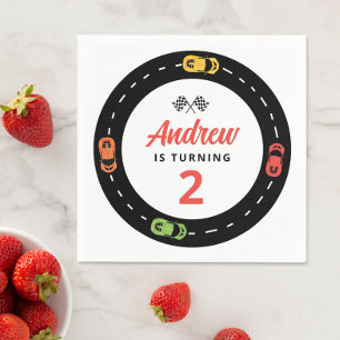 Race Track Cars Boys 2nd Birthday  Napkin