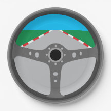 Race Track Steering Wheel Paper Plate, Fun to use!