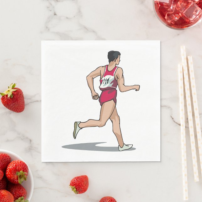 Race Walker Athlete Sports Runner in Motion  Napkin (Creator Uploaded)
