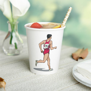 Race Walker Athlete Sports Runner in Motion Paper Cups