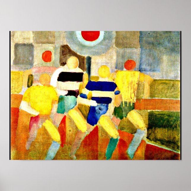 Race Walkers, colourful Cubist artwork Poster (Front)