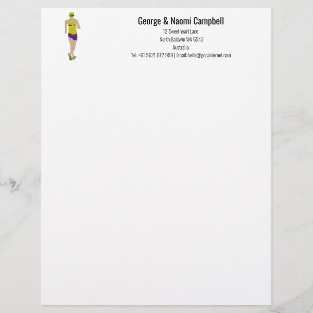 Race Walking Custom Letterhead (Front)