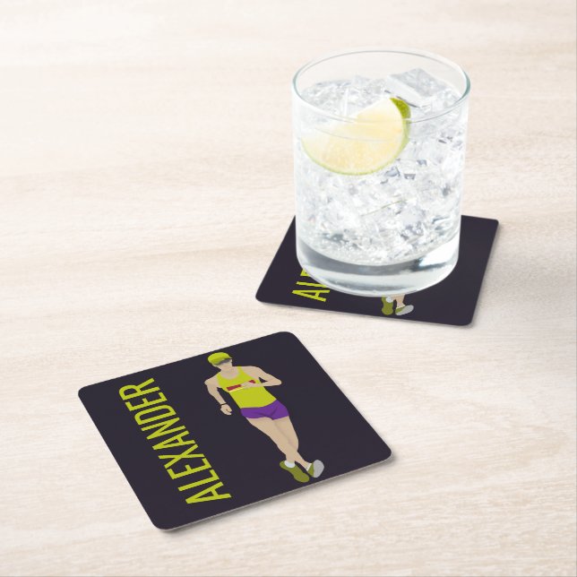 Race Walking Square Paper Coaster (Insitu)