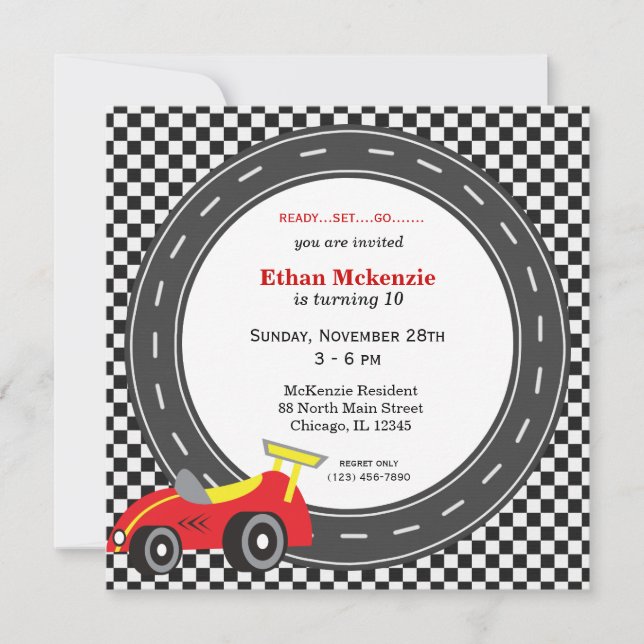 Racecar Birthday Invitation (Front)