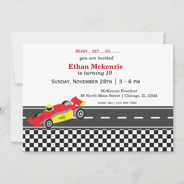 Racecar Birthday Invitation (Front)