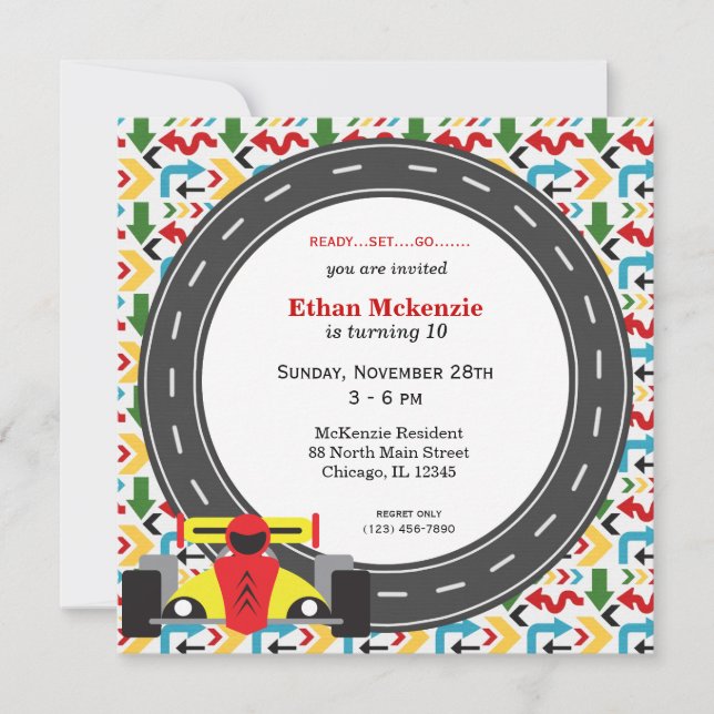 Racecar Birthday Invitation (Front)