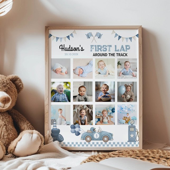 Racecar First Lap Around The Track Photo Milestone Poster (Creator Uploaded)