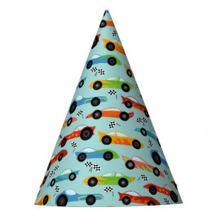 Racecar pattern car birthday party party hat