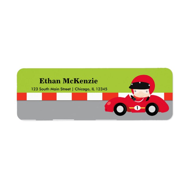 Racecar Return Address Label (Front)