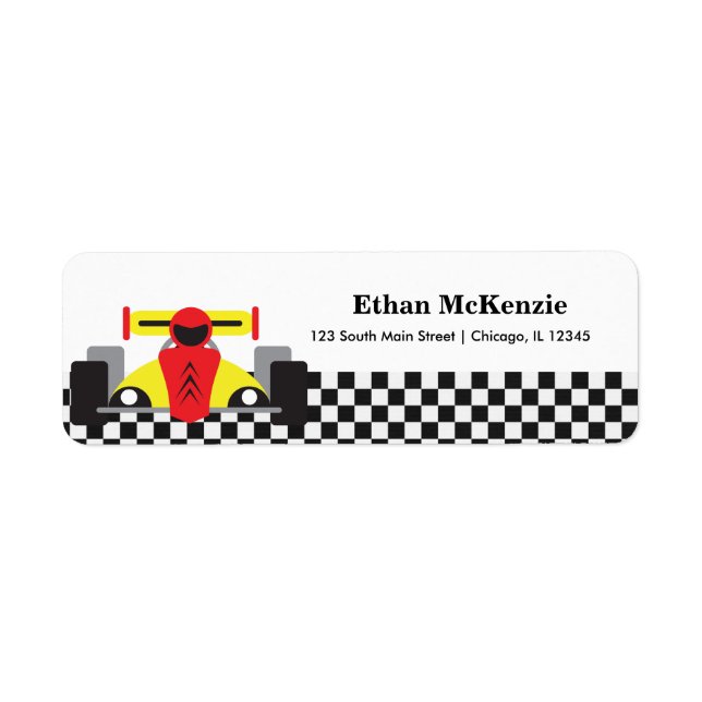 Racecar Return Address Label (Front)