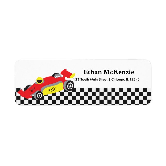 Racecar Return Address Label (Front)