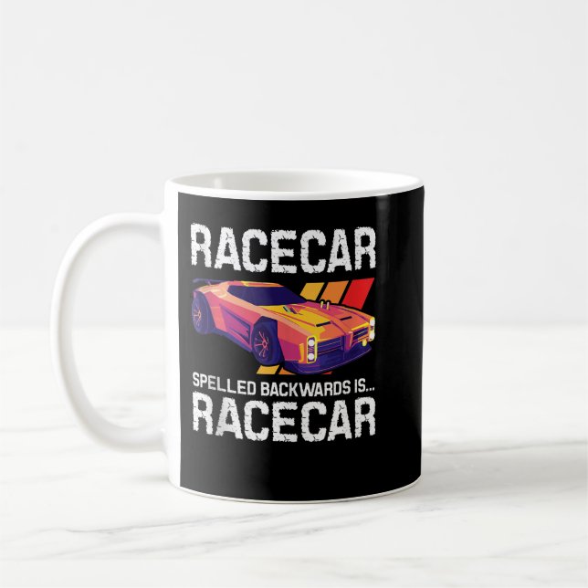 Racecar Spelled Backwards - Car Racer Mechanic Rac Coffee Mug (Left)