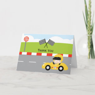 Racecar thank you birthday card